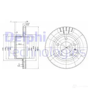 Тормозной диск DELPHI 933949 5012759422113 BG2212 SPW J90
