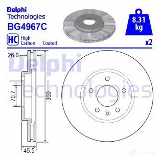 Тормозной диск DELPHI BG4967C EU6X3 0 1424248556 изображение 0