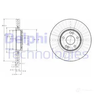 Тормозной диск DELPHI XUV2Y 8 BG3688 934865 5012759227848 изображение 0