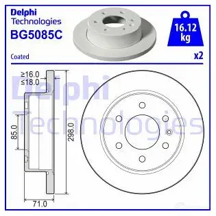 Тормозной диск DELPHI 1437960185 N5 M0VB5 BG5085C изображение 0