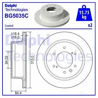 Тормозной диск DELPHI 1437960180 VZ 9YG BG5035C изображение 0