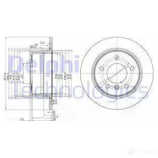 Тормозной диск DELPHI 934805 BG3592 5012759159651 BCVIE T