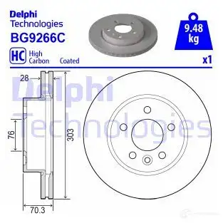 Тормозной диск DELPHI 1424248577 BC R30 BG9266C