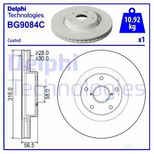Тормозной диск DELPHI BG9084C 1437960191 E0D DBF изображение 0
