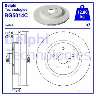 Тормозной диск DELPHI BG5014C 1437955382 M X4T1 изображение 0
