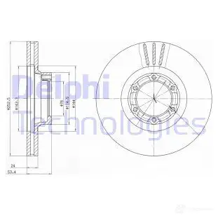 Тормозной диск DELPHI 5012759422830 BG2284 8 9F3N 933993 изображение 0