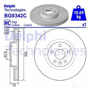 Тормозной диск DELPHI BG9342C 0 J95V 1437955851