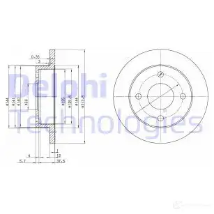 Тормозной диск DELPHI 934047 5012759423561 H0I87 OG BG2357
