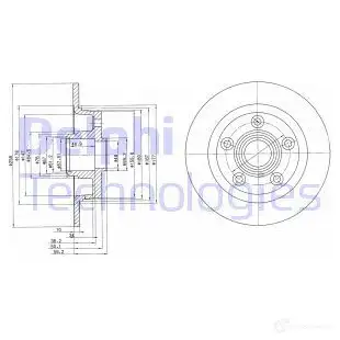 Тормозной диск DELPHI BG2549 934185 O8HW N 5012759425459