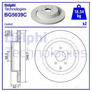Тормозной диск DELPHI 1437955846 F 8OQO BG5039C изображение 0