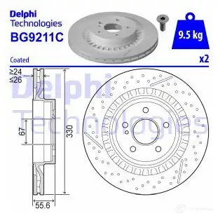 Тормозной диск DELPHI BG9211C AP0VD L 1211321563 5012759989869