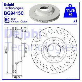 Тормозной диск DELPHI 1437957627 P ZMS5 BG9415C