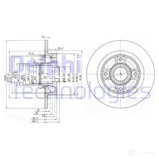 Тормозной диск DELPHI 934789 5012759159491 BMK2 VIC BG3570