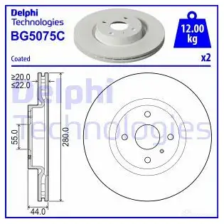 Тормозной диск DELPHI 1437960266 OH TQJV BG5075C изображение 0