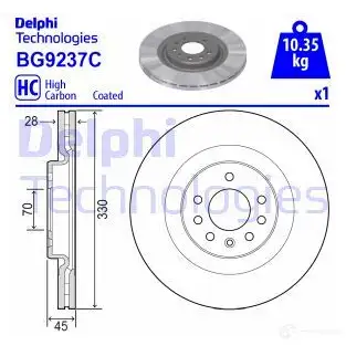 Тормозной диск DELPHI BG9237C 1424248573 LYC1 Z3 изображение 0