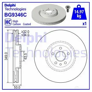 Тормозной диск DELPHI BG9346C 1437960267 3R5D O изображение 0