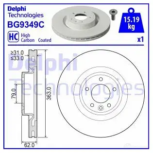 Тормозной диск DELPHI 2 BG864 BG9349C 1437960546