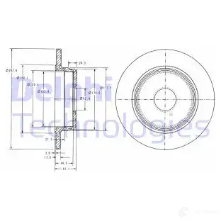 Тормозной диск DELPHI BG2510C 934153 5012759971130 7S SK9V8