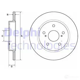 Тормозной диск DELPHI 5012759434970 BG4183 935368 3 P3Q2RX
