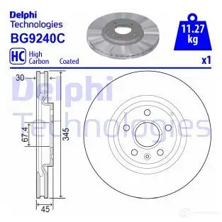 Тормозной диск DELPHI RH BNF 1424248576 BG9240C изображение 0