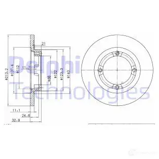 Тормозной диск DELPHI CDZY 63 BG2580 934215 5012759425749