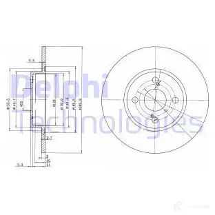 Тормозной диск DELPHI 934563 BG3186 YE00 U7M 5012759064245