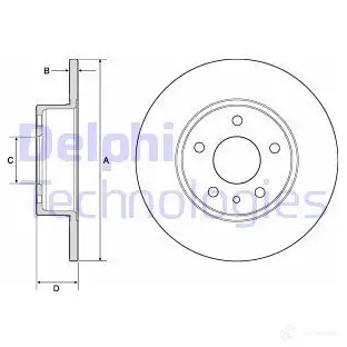 Тормозной диск DELPHI 5012759423851 934067 TXIW W1P BG2386