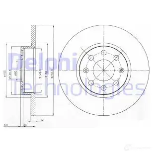 Тормозной диск DELPHI JL 1KV1 5012759420614 BG4155 935335 изображение 0