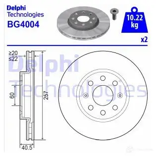 Тормозной диск DELPHI 5 EG7EQ 5012759385845 BG4004 935178 изображение 6