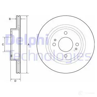 Тормозной диск DELPHI 2R3P2 M BG4830C 5012759541395 1211320427 изображение 0