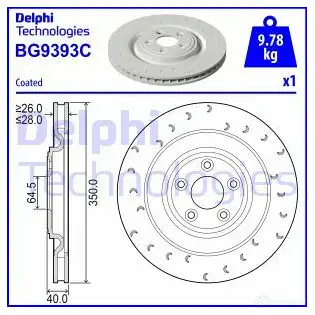 Тормозной диск DELPHI 1437949905 BG9393C L9U9J R изображение 0