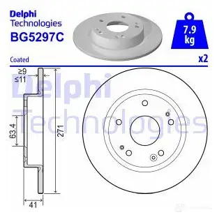 Тормозной диск DELPHI 1437950219 E EV6THS BG5297C изображение 0