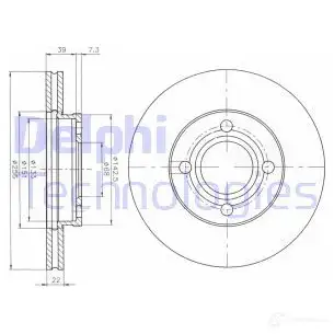 Тормозной диск DELPHI Q TWZG8U 933983 BG2272 5012759422717 изображение 0