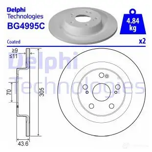 Тормозной диск DELPHI BG4995C 1438330489 YA 7FAD изображение 0