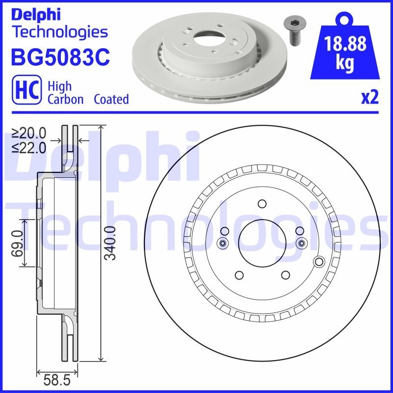 Тормозной диск DELPHI 2IDRA Z BG5083C 1440136383 изображение 0