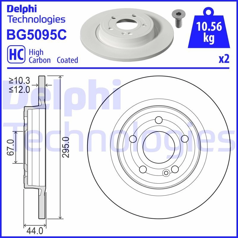 Тормозной диск DELPHI W97K PH0 1440136384 BG5095C изображение 0