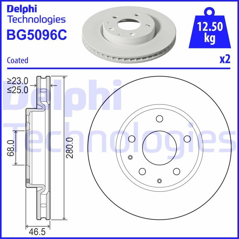 Тормозной диск DELPHI 1440136385 6JG FI BG5096C