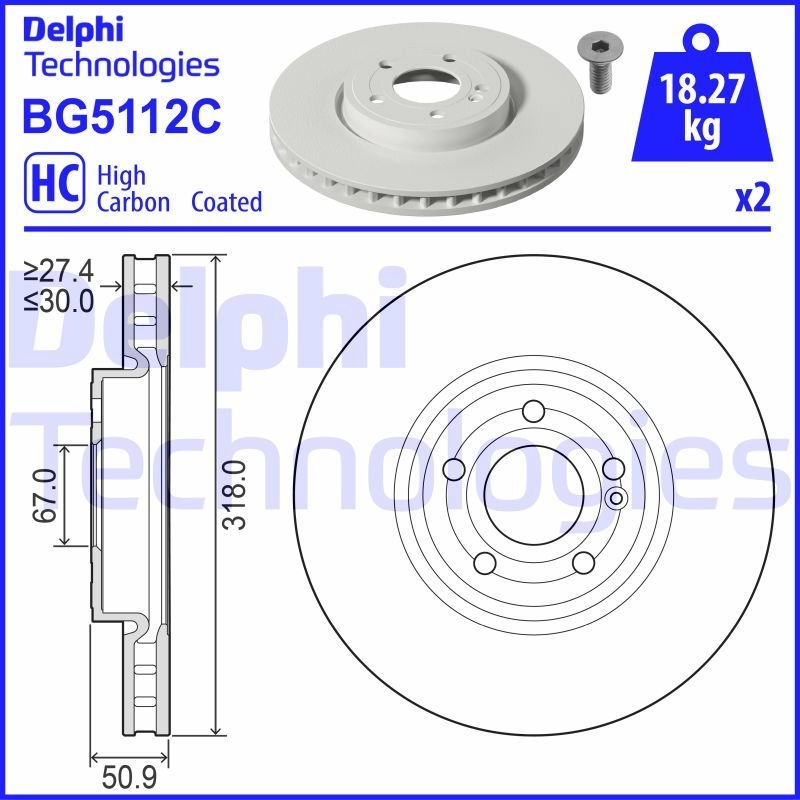 Тормозной диск DELPHI BG5112C 1440136392 P5 9AN изображение 0