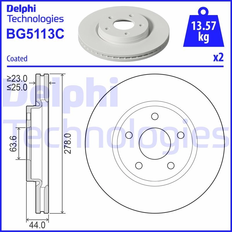 Тормозной диск DELPHI BG5113C P 1SH3 1440136393 изображение 0