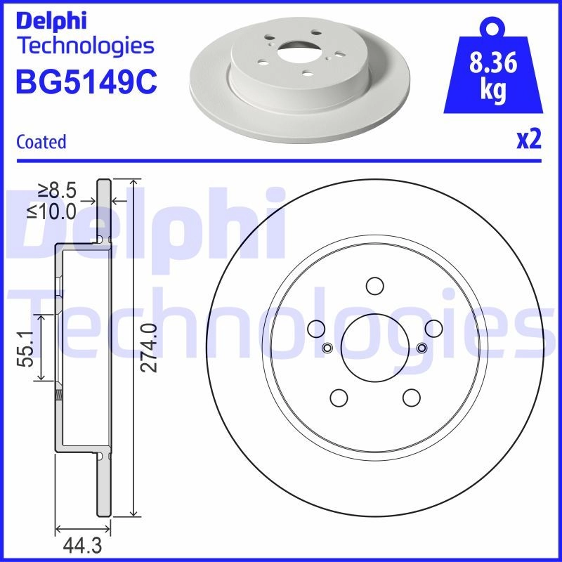 Тормозной диск DELPHI 9 H9CE 1440136412 BG5149C изображение 0