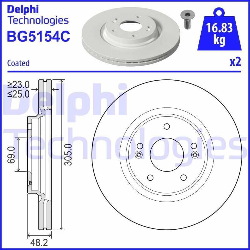 Тормозной диск DELPHI BG5154C NCKU 8 1440136415 изображение 0