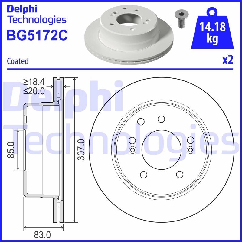Тормозной диск DELPHI 1440136428 BG5172C YC 8W2Q изображение 0