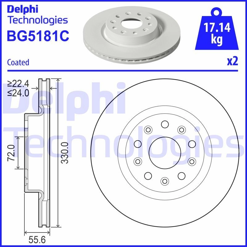 Тормозной диск DELPHI 1440136434 V7 1GLM5 BG5181C изображение 0