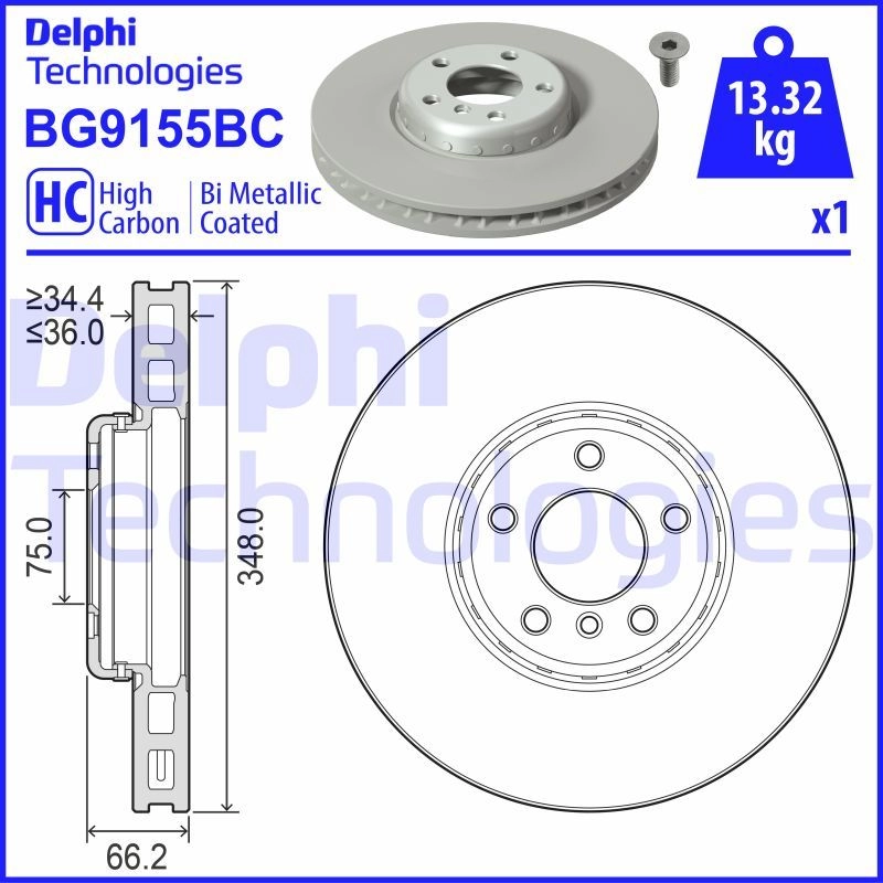 Тормозной диск DELPHI BG9155BC 1440136443 MS5 V5J4 изображение 0