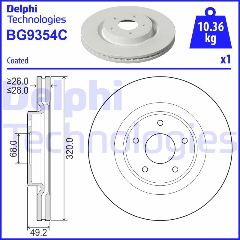 Тормозной диск DELPHI A 6XSRYJ 1440136454 BG9354C изображение 0