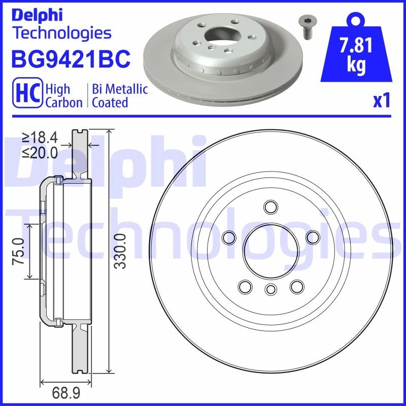 Тормозной диск DELPHI 1440136477 BG9421BC P YJBE