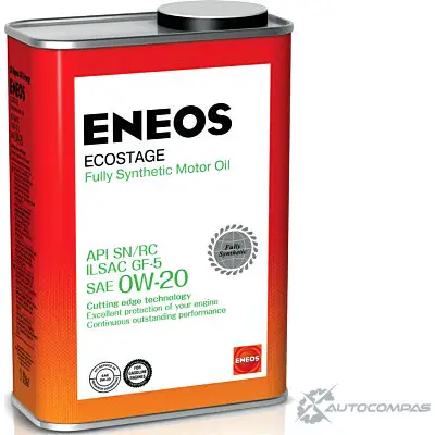 Моторное масло синтетическое ENEOS Ecostage SN 0W-20, 1 л ENEOS 1436772549 S7AL JT 8801252022015 изображение 0
