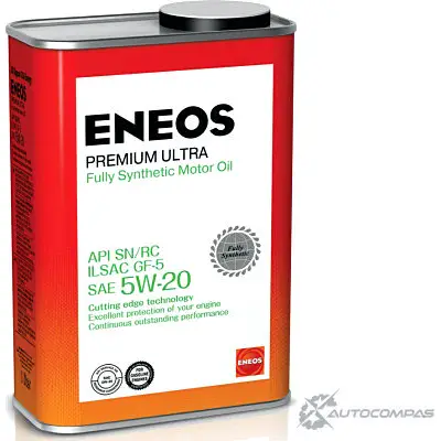 Моторное масло синтетическое ENEOS Premium Ultra SN 5W-20, 1 л ENEOS H 0JW8Y9 1436772568 8801252022190 изображение 0