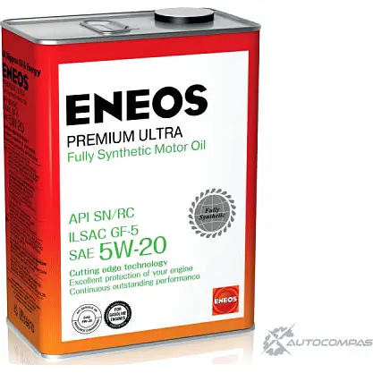 Моторное масло синтетическое ENEOS Premium Ultra SN 5W-20, 4 л ENEOS 8809478941790 K C9WX 1436772566 изображение 0