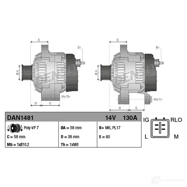 Генератор DENSO 09G6V K 1424237159 DAN1481 изображение 2